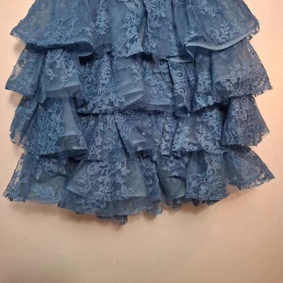 Alice And Olivia Periwinkle Blue Lace Ruffle Bustier Dress Size 4 - Picture 6 of 10